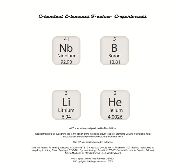 CETE 'TABLE OF ELEMENTS VOL. 1' 12"