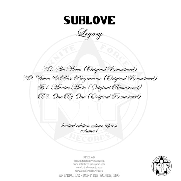 *PRE-ORDER* SUBLOVE 'LEGACY EP' 12" (WHITE REISSUE)