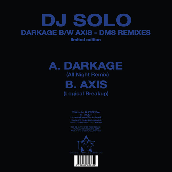 *PR-ORDER* DJ SOLO 'DARKAGE / AXIS (DMS REMIXES)' 10" (BLUE WAX)