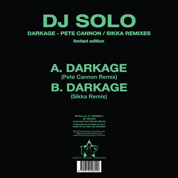 DJ SOLO 'DARKAGE (PETE CANNON / SIKKA REMIXES)' 10"