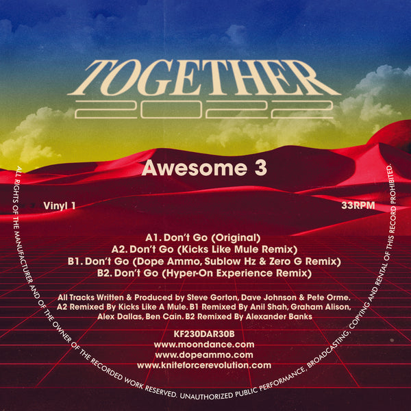 *PRE-ORDER* AWESOME 3  'DON'T GO + REMIXES' 12"