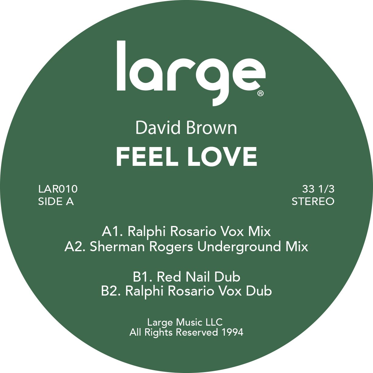 DAVID BROWN 'FEEL LOVE' 12"