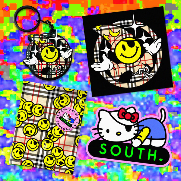 SOUTH KEYRING & STICKER PACK