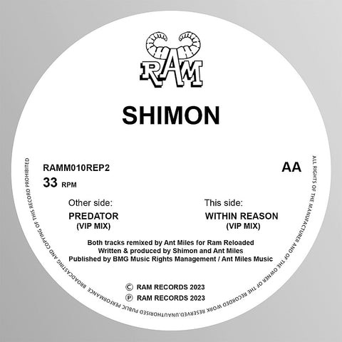 SHIMON 'THE PREDATOR / WITHIN REASON (ANT MILES VIPs)' 12"