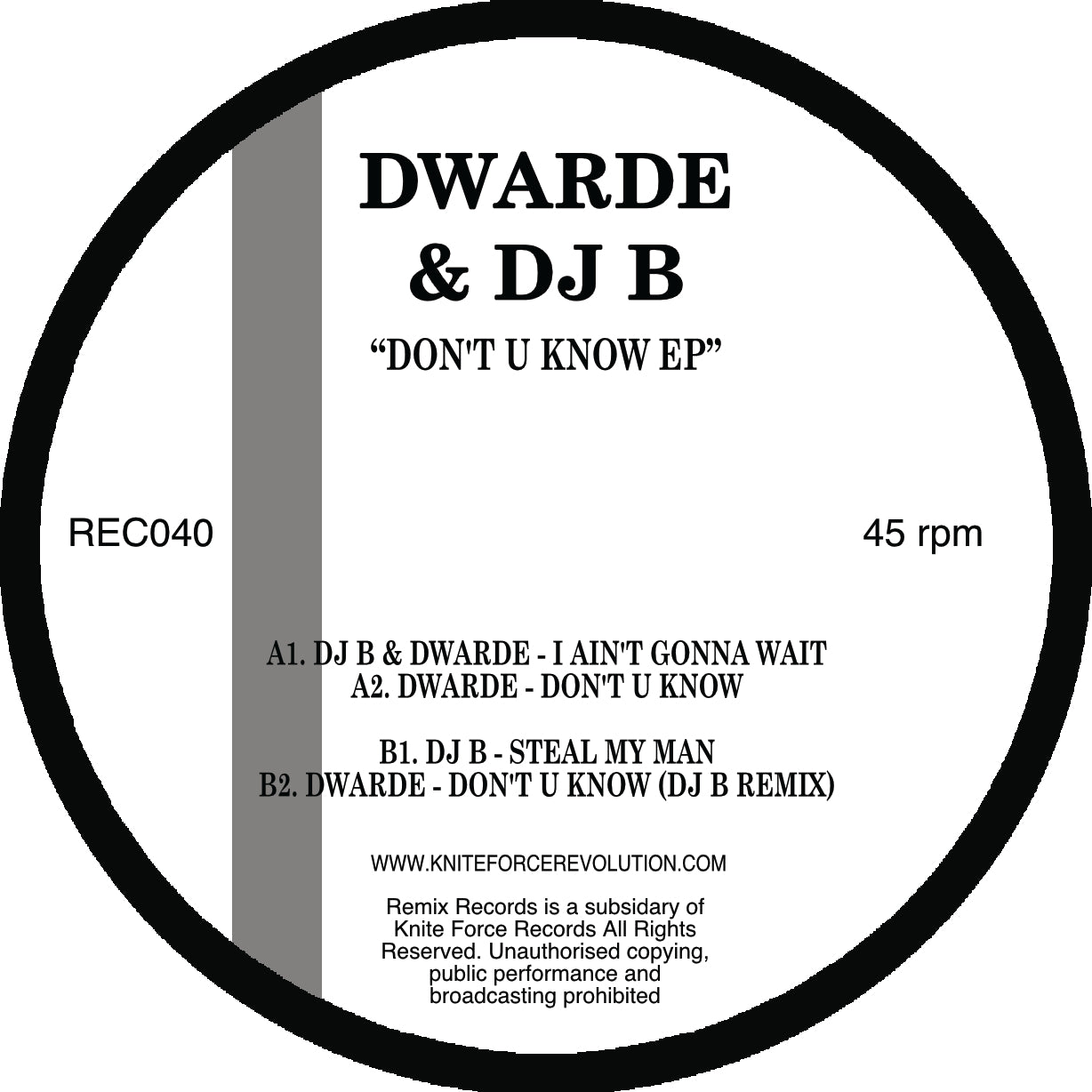 DWARDE & DJ B 'DON'T U KNOW' 12'
