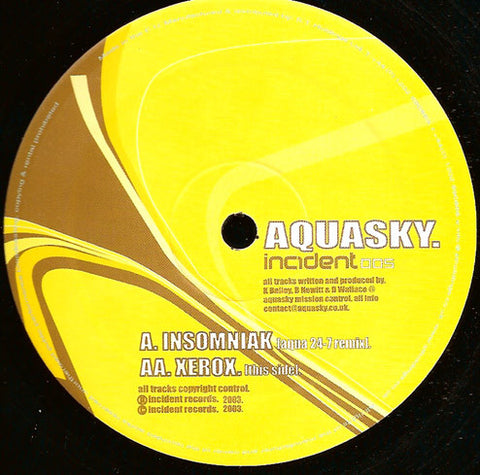 *PRE-ORDER* Aquasky 'Insomniak (Aqua 24-7 Remix) / Xerox' 12"