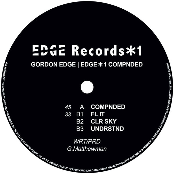 *PRE-ORDER* GORDON EDGE 'EDGE*1 COMPNDED' 12"