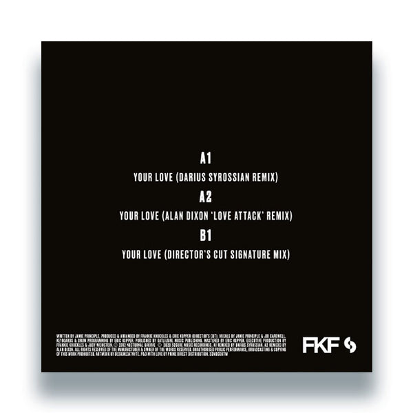 *PRE-ORDER* FRANKIE KNUCKLES PRESENTS DIRECTOR'S CUT 'YOUR LOVE FT. JAMIE PRINCIPLE' 12" [CLEAR WAX]
