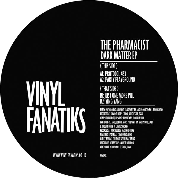 THE PHARMACIST AKA DAVE CHARLESWORTH 'DARK MATTER EP' 12"