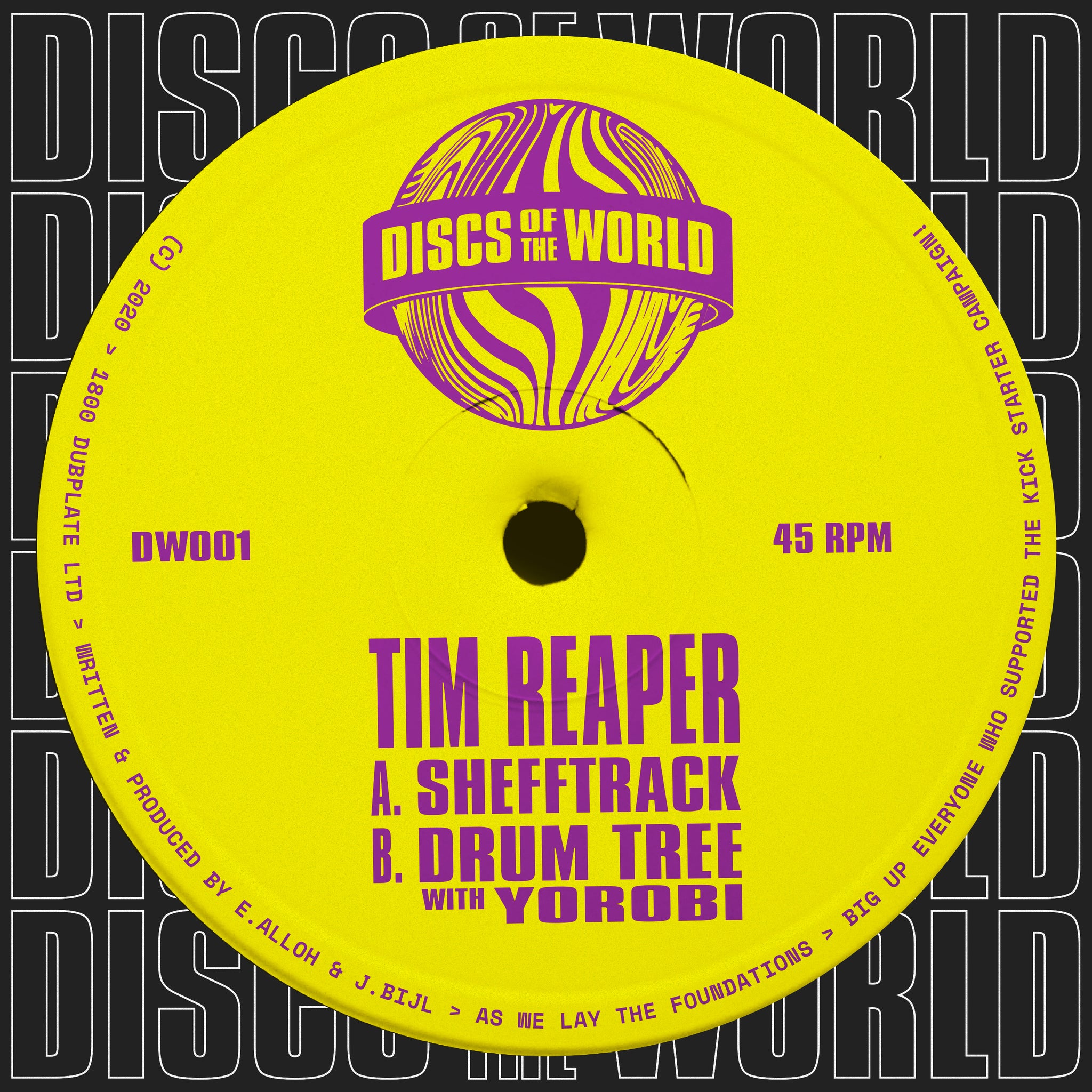 TIM REAPER & YOROBI 'SHEFFTRACK / DRUM TREE' 12" (PURPLE VINYL)