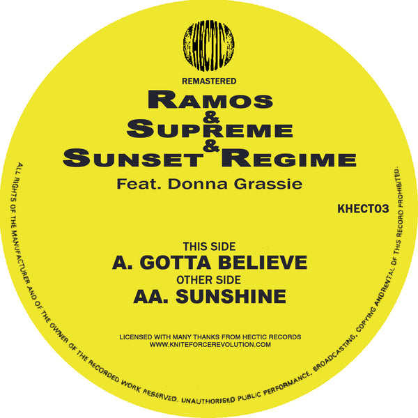 *PRE-ORDER* RAMOS & SUPREME + SUNSET REGIME 'GOTTA BELIEVE' 12" [YELLOW WAX]