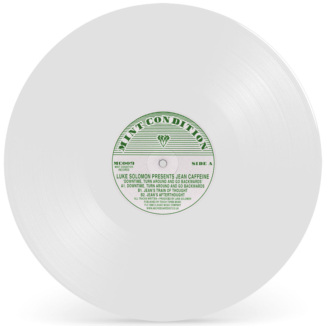 Jean Caffeine 'Downtime, Turn Around And Go Backwards' (White Vinyl Repress) 12"