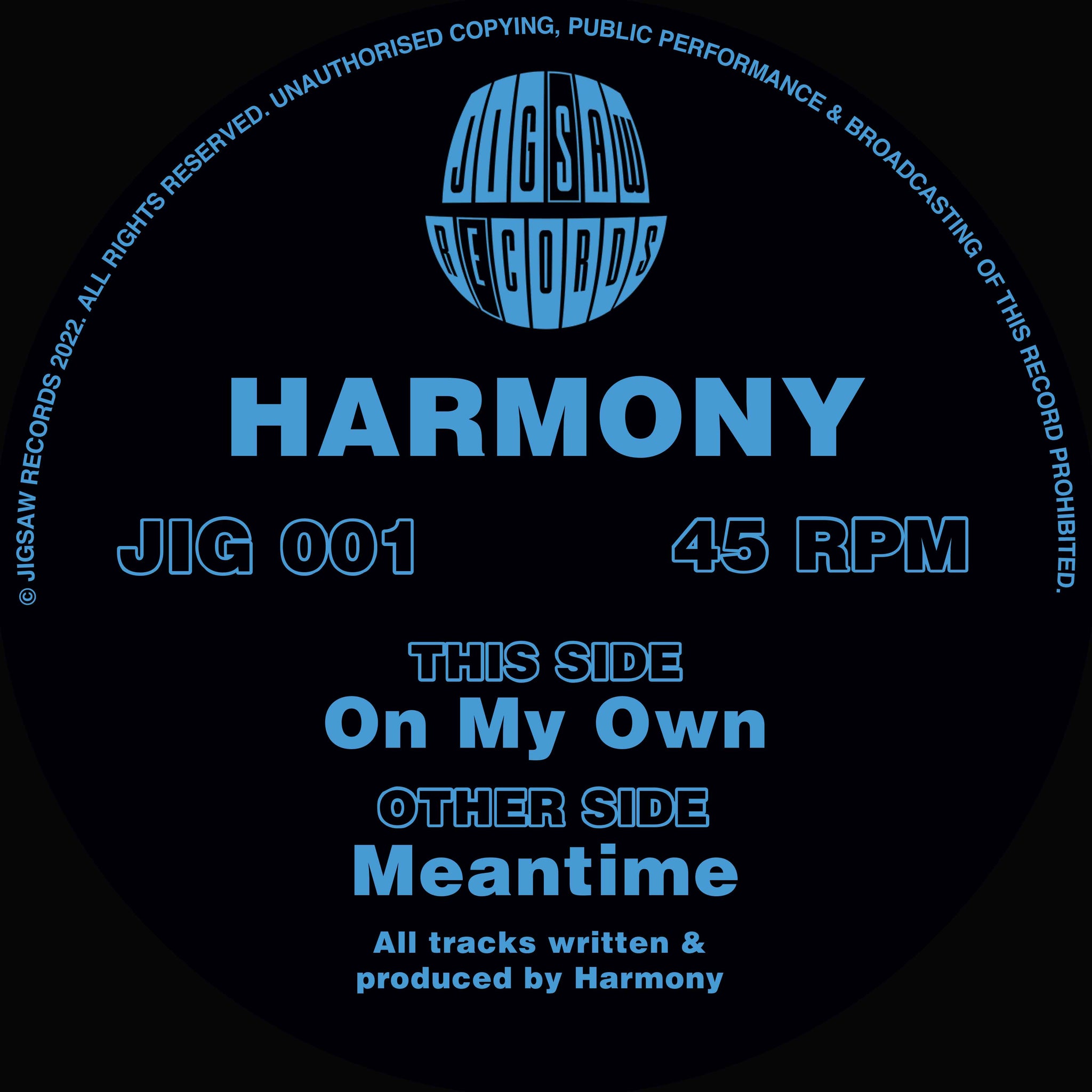HARMONY 'MEANTIME / ON MY OWN' 12"